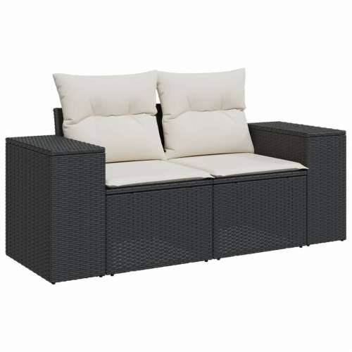 Vrtna garnitura - 9-dijelni set vrtnih sofa s jastucima crni od poliratana - Crna i krem bez spremišta 1 Cijena