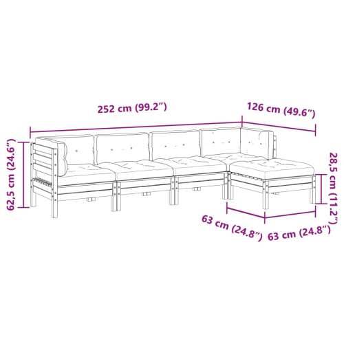 Vrtna garnitura - 5-dijelni set vrtnih sofa s jastucima masivno drvo duglazije - Prirodni douglas 1 Cijena