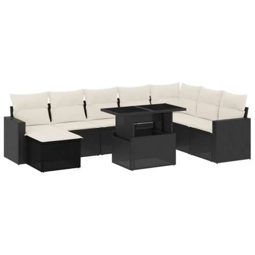 Vrtna garnitura - 9-dijelni set vrtnih sofa s jastucima crni od poliratana - Crna i krem bez spremišta 1 Cijena