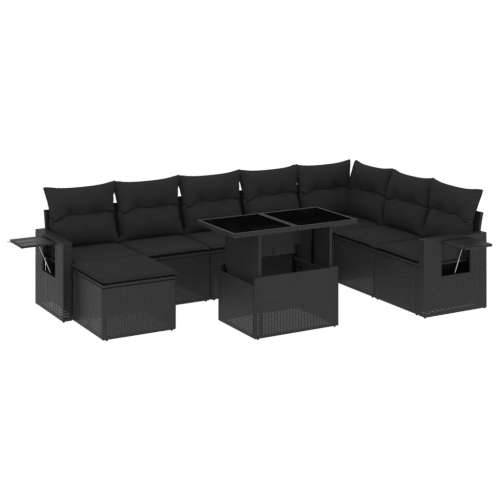 Vrtna garnitura - 8-dijelni set vrtnih sofa od poliratana s jastucima crni - Crna Sa stolom 1 Cijena