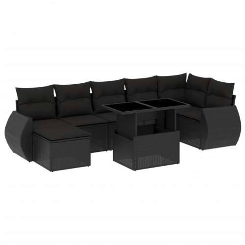 Vrtna garnitura - 8-dijelni set vrtnih sofa od poliratana s jastucima crni - Crna bez spremišta 1 Cijena