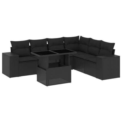 Vrtna garnitura - 7-dijelni set vrtnih sofa od poliratana s jastucima crni - Crna bez spremišta 1 Cijena