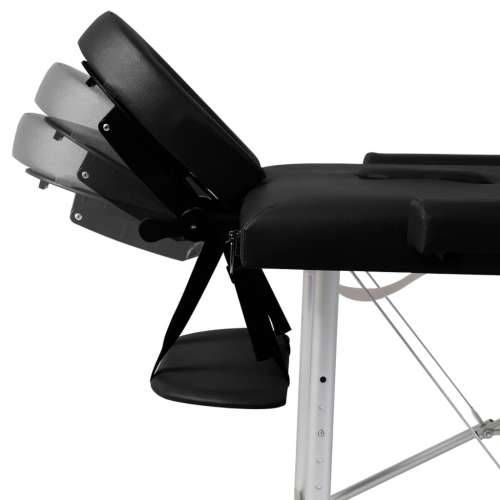 Crni sklopivi stol za masažu s 2 zone i aluminijskim okvirom Cijena