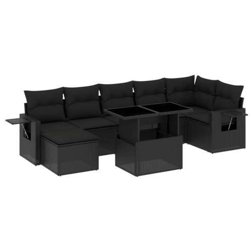 Vrtna garnitura - 8-dijelni set vrtnih sofa od poliratana s jastucima crni - Crna bez spremišta 1 Cijena