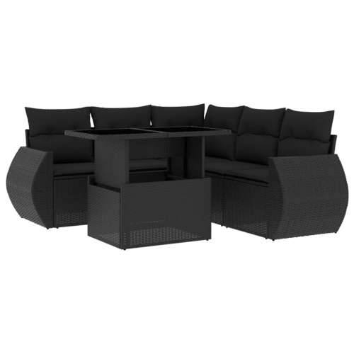 Vrtna garnitura - 6-dijelni set vrtnih sofa s jastucima crni od poliratana - Crna Sa stolom 1 Cijena