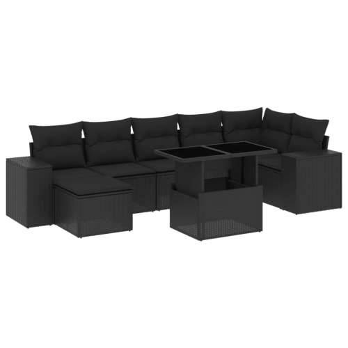 Vrtna garnitura - 8-dijelni set vrtnih sofa od poliratana s jastucima crni - Crna bez spremišta 1 Cijena