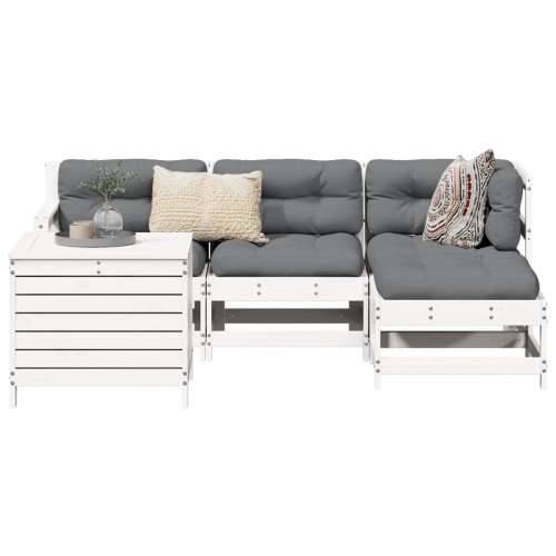 Vrtna garnitura - 5-dijelni set vrtnih sofa bijeli od masivne borovine - Bijela boja bora 1 Cijena