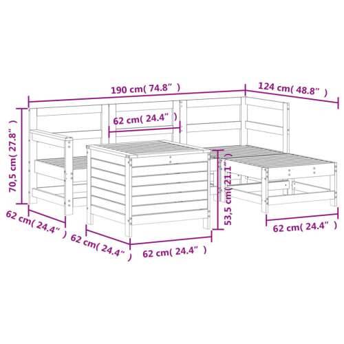 Vrtna garnitura - 5-dijelni set vrtnih sofa od impregnirane borovine - Prirodno impregnirano 1 Cijena