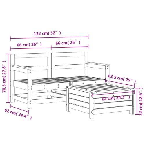 Vrtna garnitura - 3-dijelni set vrtnih sofa od masivne duglazije i jelovine - Prirodni douglas 1 Cijena