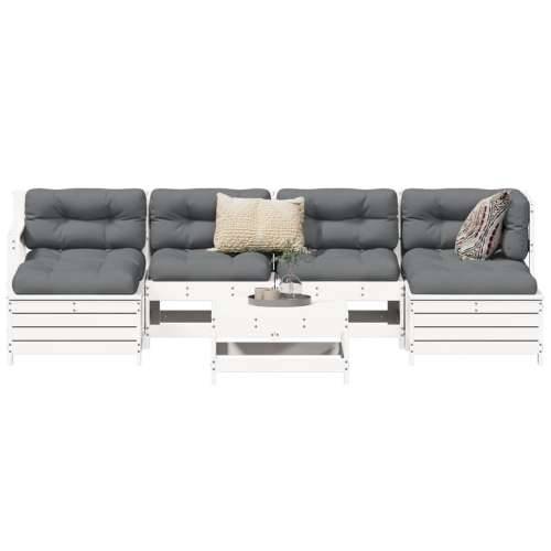 Vrtna garnitura - 7-dijelni set vrtnih sofa bijeli od masivne borovine - Bijela boja bora 1 Cijena