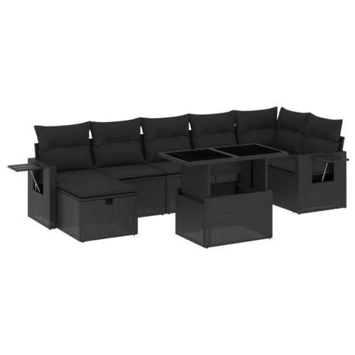 Vrtna garnitura - 8-dijelni set vrtnih sofa od poliratana s jastucima crni - Crna bez spremišta 1 Cijena