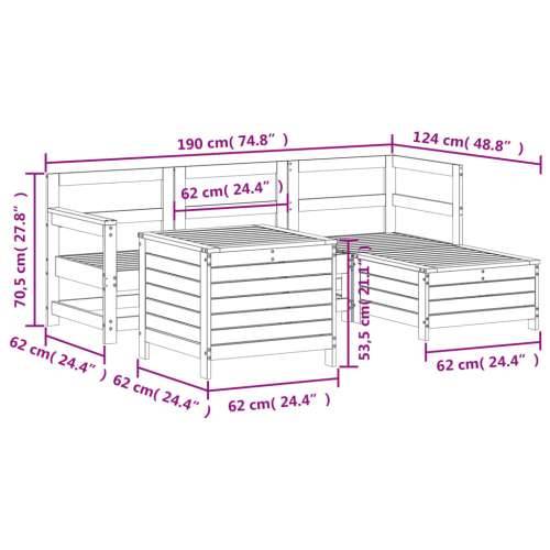 Vrtna garnitura - 5-dijelni set vrtnih sofa od impregnirane borovine - Prirodno impregnirano 1 Cijena