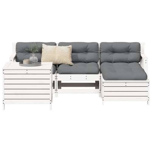 Vrtna garnitura - 5-dijelni set vrtnih sofa bijeli od masivne borovine - Bijela boja bora 1 Cijena