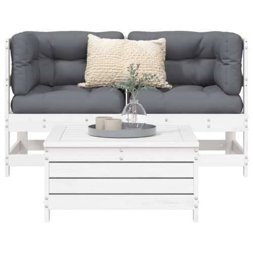 Vrtna garnitura - 3-dijelni set vrtnih sofa bijeli od masivne borovine - Bijela boja bora 1 Cijena