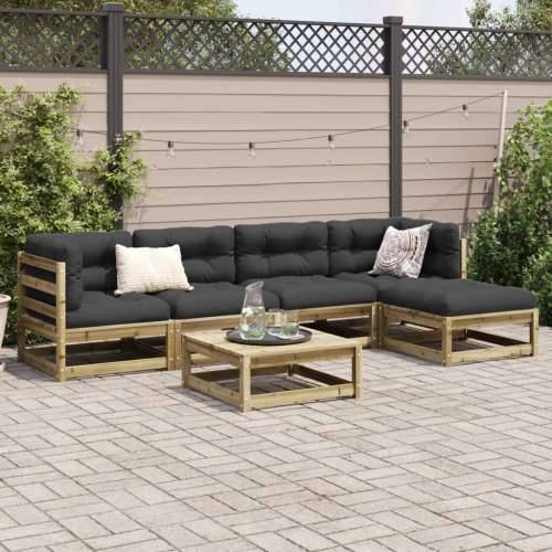 Vrtna garnitura - 6-dijelni set vrtnih sofa od impregnirane borovine s jastucima - Prirodno impregnirano Da 1 Cijena