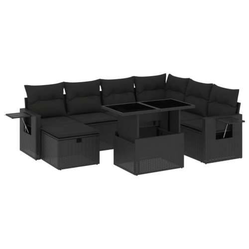 Vrtna garnitura - 8-dijelni set vrtnih sofa od poliratana s jastucima crni - Crna Sa stolom 1 Cijena