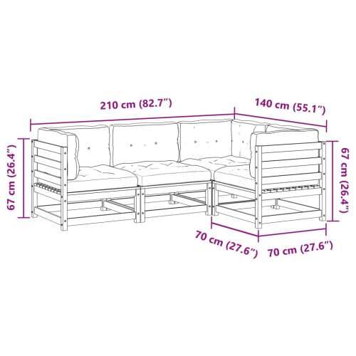 Vrtna garnitura - 4-dijelni set vrtnih sofa od masivne borovine s jastucima - Prirodna boja bora Da 1 Cijena
