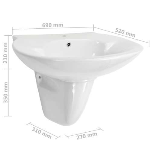 Zidni Lavabo - Umivaonik keramički bijeli 690 x 520 x 210 mm Cijena