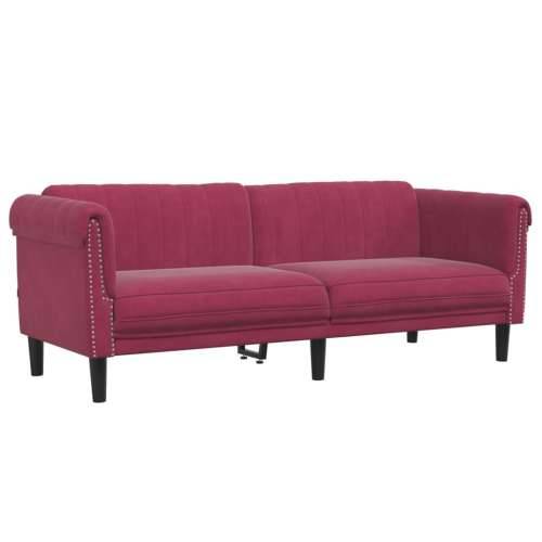 2-dijelni set sofa crvena boja vina baršunasti - boja crnog vina dvosjed + trosjed Cijena