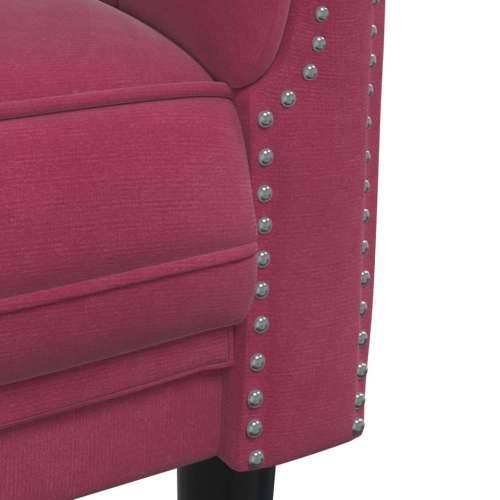 2-dijelni set sofa crvena boja vina baršunasti - boja crnog vina dvosjed + trosjed Cijena