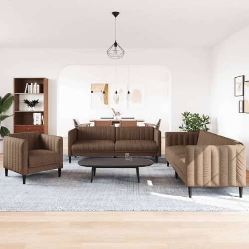 3-dijelni set sofa smeđi od tkanine - Smeđa 1-sjedalo + dvosjed + trosjed Cijena