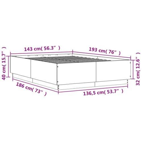 Okvir za krevet boja hrasta 140x190 cm od konstruiranog drva - sonoma hrast 140 x 190 cm Cijena