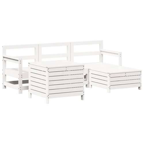 Vrtna garnitura - 5-dijelni set vrtnih sofa bijeli od masivne borovine - Bijela boja bora 1 Cijena