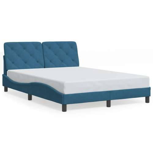Okvir za krevet s uzglavljem plavi 120 x 200 cm baršunasti Plava 120 x 200 cm Cijena