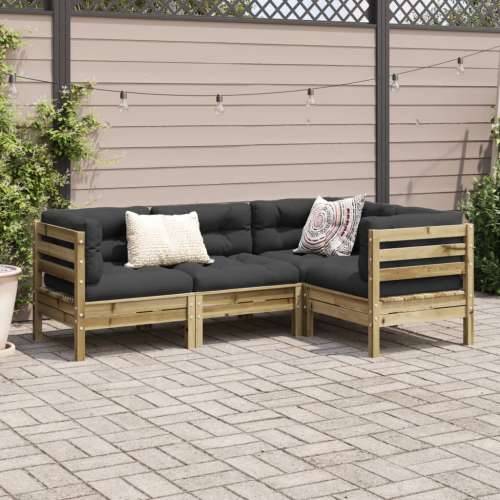 Vrtna garnitura - 4-dijelni set vrtnih sofa s jastucima od impregnirane borovine - Prirodno impregnirano 1 Cijena