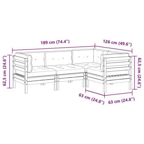 Vrtna garnitura - 4-dijelni set vrtnih sofa s jastucima od impregnirane borovine - Prirodno impregnirano 1 Cijena