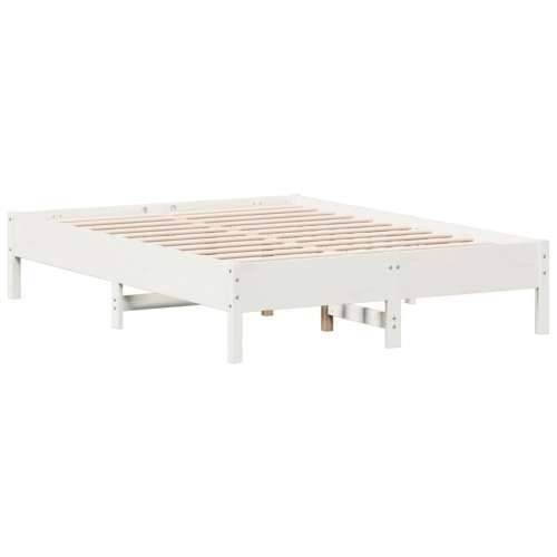 Okvir za krevet bijela 140x190 cm od masivnog drva Cijena