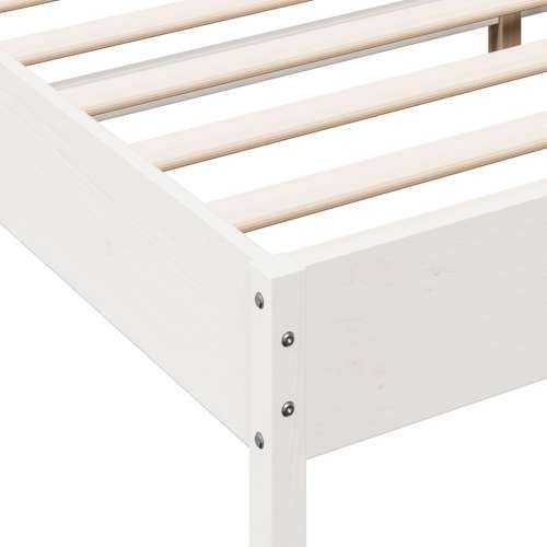 Okvir za krevet bijela 140x190 cm od masivnog drva Cijena