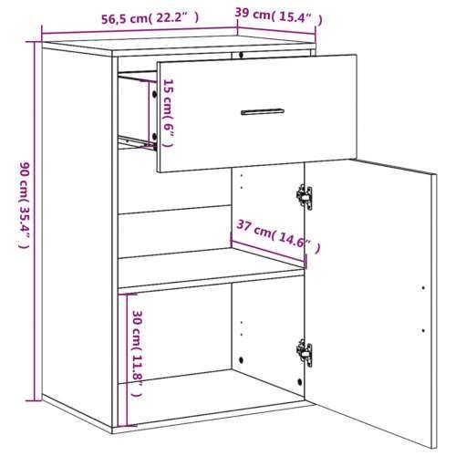 Ormarić za pohranu crni 56,5 x 39 x 90 cm konstruirano drvo - Crna 1 Cijena