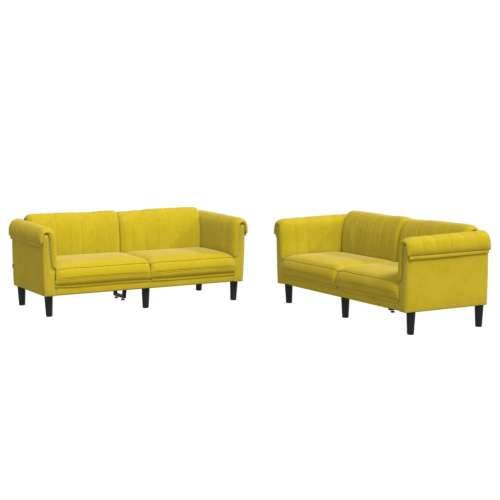 2-dijelni set sofa žuti baršunasti - Žuta dvosjed + trosjed Cijena