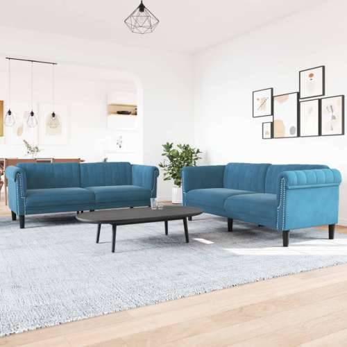 2-dijelni set sofa plavi baršunasti Cijena