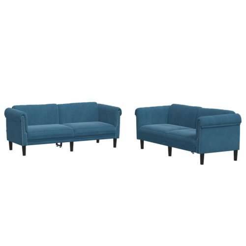 2-dijelni set sofa plavi baršunasti Cijena