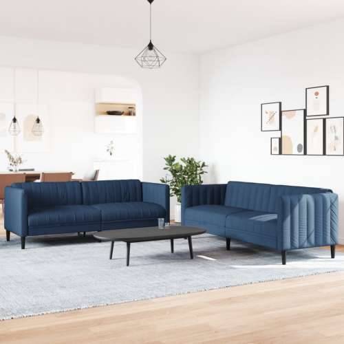 2-dijelni set sofa plavi od tkanine - Plava dvosjed + trosjed Cijena