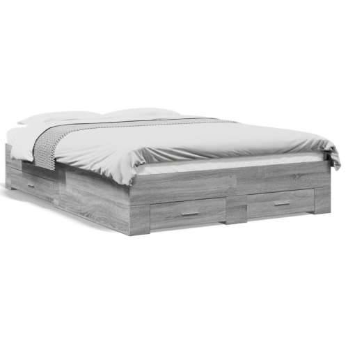 Okvir za krevet s ladicama boja hrasta 140x190 cm drveni - Sivi hrast sonoma 140 x 190 cm Cijena