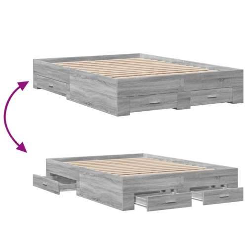 Okvir za krevet s ladicama boja hrasta 140x190 cm drveni - Sivi hrast sonoma 140 x 190 cm Cijena