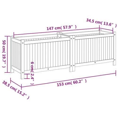 Vrtna sadilica s oblogom 153x38,5x50cm od masivnog drva bagrema - 153 x 38,5 x 50 cm 1 Cijena
