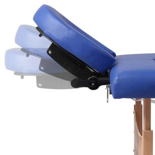Plavi sklopivi stol za masažu s 4 zone i drvenim okvirom Cijena