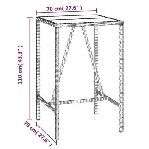 3-dijelni vrtni barski set od poliratana s jastucima crni - Crna Dužina stola 70 cm 2 Cijena