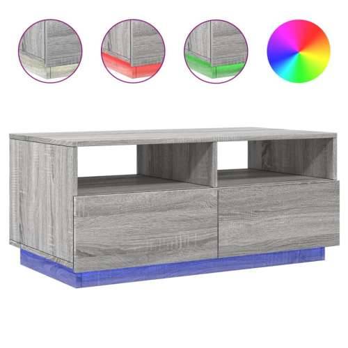 Stolić za kavu s LED svjetlima siva boja hrasta 90x49x40 cm - Sivi hrast sonoma 1 90 cm Cijena