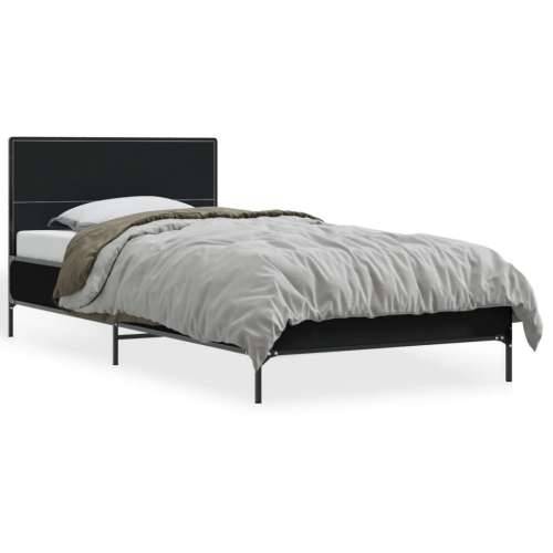 Okvir za krevet crni 100x200 cm konstruirano drvo i metal - Crna 100 x 200 cm Cijena