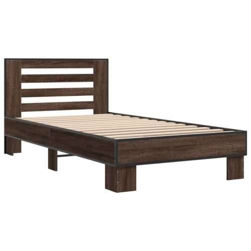 Okvir za krevet smeđi hrast 100x200cm konstruirano drvo i metal - Smeđi hrast 100 x 200 cm Cijena