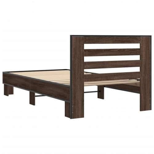 Okvir za krevet smeđi hrast 100x200cm konstruirano drvo i metal - Smeđi hrast 100 x 200 cm Cijena