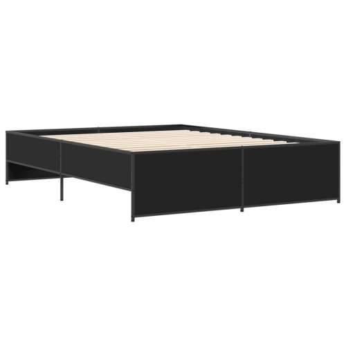 Okvir kreveta crni 140 x 200 cm od konstruiranog drva i metala - Crna 140 x 200 cm Cijena