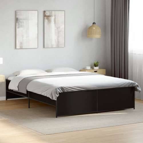 Okvir kreveta crni 140 x 200 cm od konstruiranog drva i metala - Crna 140 x 200 cm Cijena