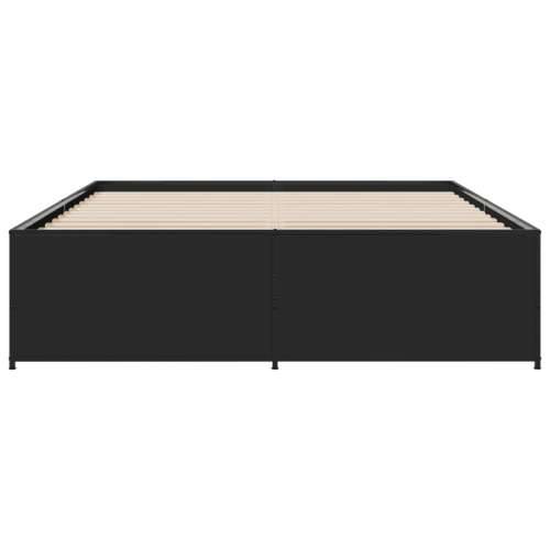 Okvir kreveta crni 140 x 200 cm od konstruiranog drva i metala - Crna 140 x 200 cm Cijena