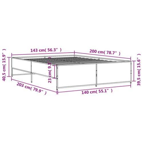 Okvir kreveta crni 140 x 200 cm od konstruiranog drva i metala - Crna 140 x 200 cm Cijena